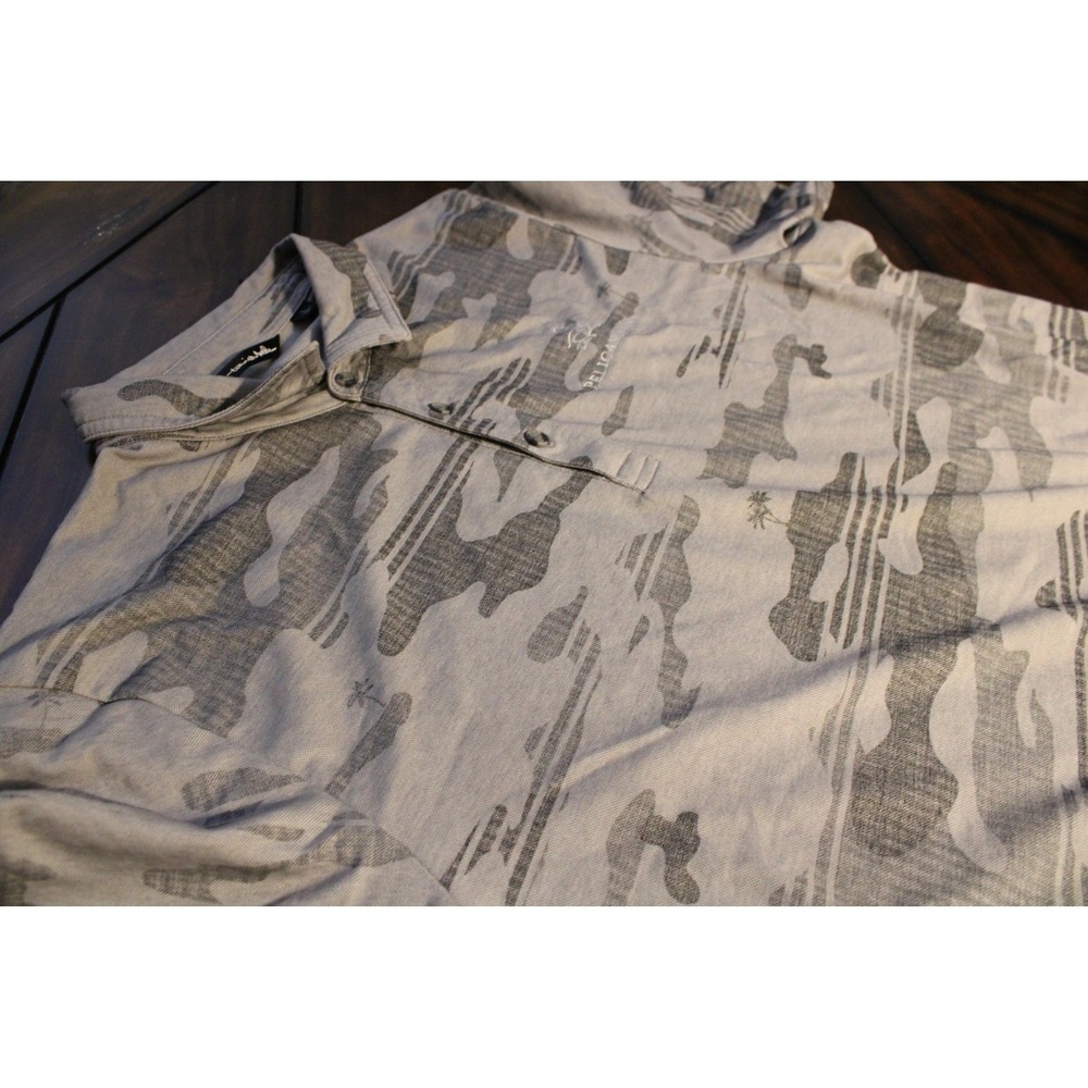 TravisMathew Polo Shirt Mens Large Gray Camo Pelican Hill Golf Pima Cotton